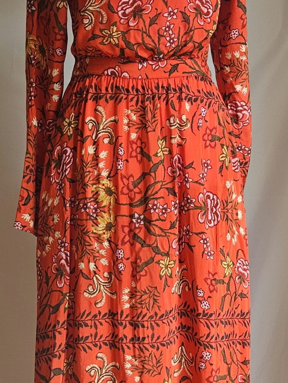 ​LAIA Floral Maxi Dress Boho Cottagecore Long Sleeve Orange Size XS - Picture 8 of 16